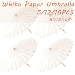 Umbrellas 5/12/16PCS Paper Parasol Wedding Paper Umbrella Party Favor 60/80cm Bamboo Umbrellas for Bridal Shower Centerpieces Po Props 231010
