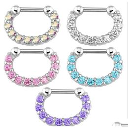 Jewelry Rings Studs Jewelry30Pcs Rhinestone Crystal Hoops Unisex Surgical Steel Cz Septum Clicker Nose Ring Piercing Body Jewelry Drop Dhgpw