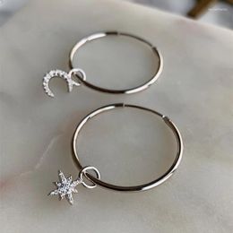 Dangle Earrings Simple Hoop Star Moon Hook Drop For Women