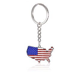 US American Flag Keychain USA Independence Day Metal Keychain Map Keyring Key Chains