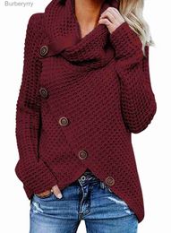 Women's Sweaters Sweaters Women 2023 Long-Sleeved Sweater New Five-Button Turtleneck Pullover Solid Colour Clothing Sweater Vestidos YRW6923L231011