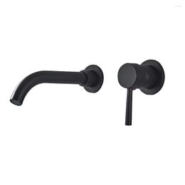 Bathroom Sink Faucets Faucet Mixer Modern Matte Black Basin Cold Water Tap Wall Mount Spout Bath Lever Handle