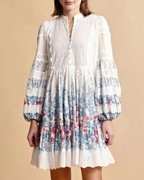 Vestido de designer australiano 2023 outono/inverno novo feminino rural gola polo contraste impressão design saia curta 10