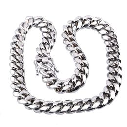 Miami Cuban Link Chain Necklace Men Hip Hop Gold Silver Necklaces Stainless Steel Jewelry219s