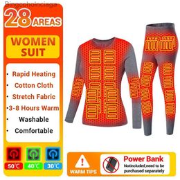 Men's Thermal Underwear Thermal Heated Underwear for Men Heated Jacket Vest Ski Suit USB Electric Heating Clothing Fleece Long Johns Winter Warm 28 AreaL231011