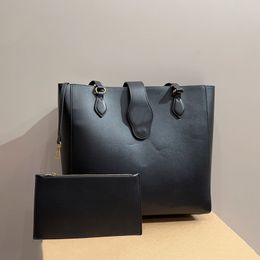 Tote Shoulder Shopping Bags Handbags Underarm Bag Women Handbag Purse Genuine Leather Large Capacity Two Piece Clutch Wallet Fashion Letters Adjustable Strap