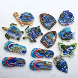 Fridge Magnets Turkey Magnet Tourist Souvenirs Aegean Kusadasi Alanya Fethiye Turtle Fish Dolphin Butterfly Slipper Refrigerator 231010