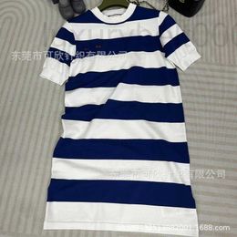 Urban Sexy Dresses Designer Letter embroidered round neck striped short sleeved dress 2023 summer new cotton loose casual dress 7RWF
