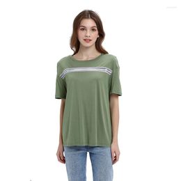 Women's T Shirts T-shirt Simple Green Color Printing O-neck Tops Summer Retro Harajuku Ladies Fashion Loose Clothing