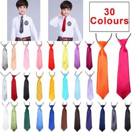 Bow Ties School Boy Uniform Necktie 2022 Fashion Neck Tie High Quality Kids Children Wedding Solid Colour Elastic Bands276T