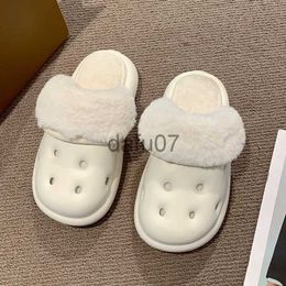 Slippers Winter Women Slippers Waterproof Warm Plush Household Slides Indoor Home Thick Sole Footwear Non-Slip Solid Couple Sandals x1011