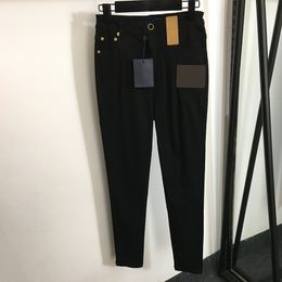 High Waist Slim Pants Female Designer Jeans Trousers Trendy Leather Ornament Pant Street Style Personality Denim Pant