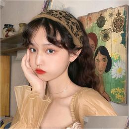 Hair Accessories Household Sundries Vintage Leopard Print Headband Wool Wide-Brimmed Braided Headbands Stretch Knitted Warm Head Ornam Dh4N6