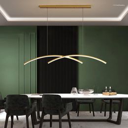 Pendant Lamps Nordic Restaurant Lights With Long Lines Modern Simple And Luxurious Dining Tables Halls Bar Lighting Fixtur