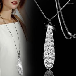 Collane con ciondolo LEEKER strass brillanti collana goccia d'acqua catena lunga gioielli retrò da donna per LK4