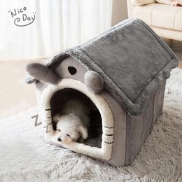 Cat Beds Furniture Foldable Cat House Winter Warm Chihuahua Cave Bed Cat Basket for Small Dogs Warm Mat Kennel Puppy House Deep Sleep Pet Supplies 231011