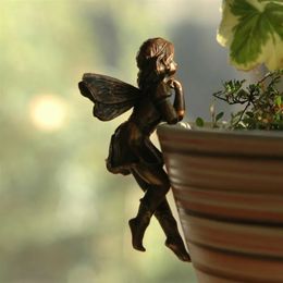 Garden Decorations Flower Fairy Potted Pendant Home Girl Hanging Cup Resin Handicraft Statue 231011