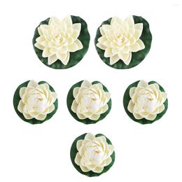 Decorative Flowers 1 Set 6 Floating White Artificial Decoration With Water Pad Ornaments For Patio Pond Pool Aquarium Home Garden ( )