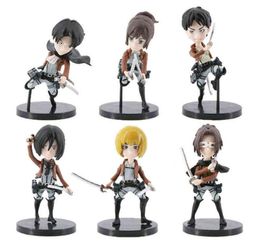 6pcsset Attack On Titan Anime Figure Rivaille Figure Mikasa Action Figure Eren Jaeger Figurine Model Figurine Toy H11247739950