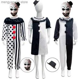 Theme Costume Movie Art The Clown Cosplay Come Terrifier Cosplay Jumpsuit Outfit Mask Hat Full Set Children Suit Halloween Comes for Kid T231011