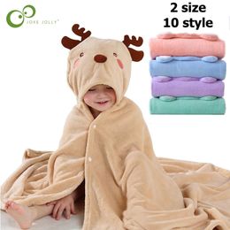 Towels Robes 150x88cm Children Hooded Bathrobe Qucik-drying Coral Fleece Material Cartoon Cape Baby Winter Thermal Pajamas Bath Towel DDJ 231006