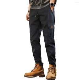 Men's Pants Elastic Waist Trousers Versatile Streetwear Cargo With Multi Pockets For Spring Autumn Men