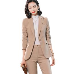 Women's Suits Blazers Beige Pink Khaki Apricot Coffee Black Blue S-5XL 2 Piece Set Women Pant Suit Office Lady OL Girl Jacket Blazer And Trousers 231011