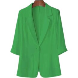 Women's Suits Blazers Fashion Summer Thin Suit Jacket Female Korean Loose Three Quarter Sleeves Blazer Single Button Women Top S-8XL 231011