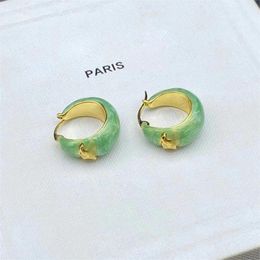 18K Gold Luxury Ce Brand Designer Earrings Circle Hoop Huggie Candy Color Ear Rings Retro Vintage Charm Green Pink Jelly Earring Earings Girl Jewelry