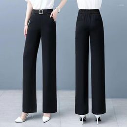 Women's Pants 2023 Summer High Waist Wide Leg Loose Slim Korean Fashion Straight Black Casual Sweatpants Plus Size