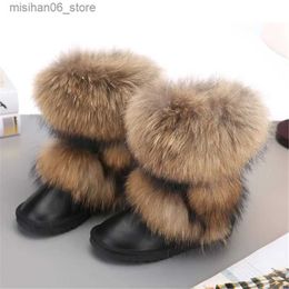 Boots New Arrival 2023 Non-slip Fox Fur Woman Winter Snow Boots Women's Shoes Genuine Leather Natural Women's Snow Boots Thick Plush Q231012