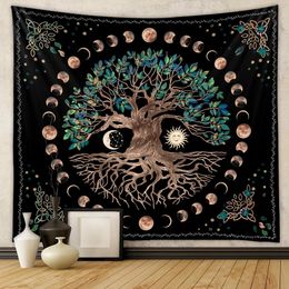 Tapestries Mysterious Tree of life Mushroom Forest Tapestry Wall Hanging Fairy Tale Bohemian Psychedelic Home Dormitory Dream Decor 231011