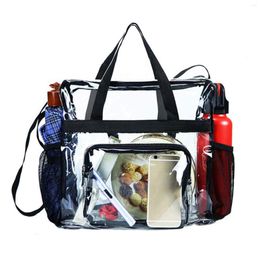 Вечерние сумки ПВХ прозрачная сумка для плеча мужчина женщин, сумочка, ясная даффл, проезжая большая способность черная 2023
