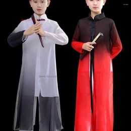 Ethnic Clothing 2023 Chinese Children Tai Chi Martial Arts Gradient Colour Set Taiji Wushu Wing Chun Uniform Taijiquan Exercise