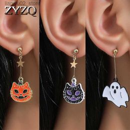 Other Fashion Accessories ZYZQ Halloween Creative Funny Horror Drop Earrings For Women Personality Cartoon Ghost Pumpkin Earrings Fashion Party Jewellery Q231011