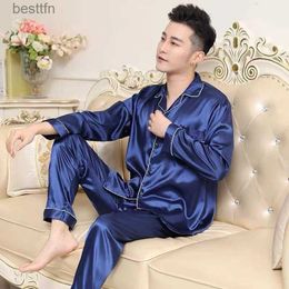 Men's Sleepwear 2021 Silk Pajamas Plus Size Men Solid Cute Pajamas for Men Summer Nightwear Pajama Two Piece Set Satin Silk Pyjamas LoungewearL231011