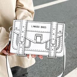 Evening Bags 2023 Creative 2D Cartoon Box Bag Novelty Small Crossbody for Women 3D Drawing Paper Comic Handbag Unique 231010