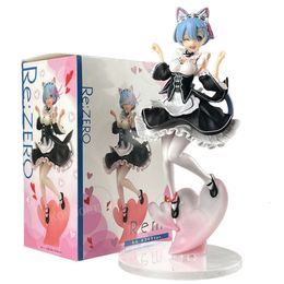 Mascot Costumes 23cm Re:zero Starting Life in Another World Anime Figure Rem Cat Ear Action Figure Rem/ram Figurine Collectible Model Doll Toys