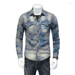 Men's Casual Shirts 2023 Arrival Summer High Quality Cotton Denim Shirt Smart Men Plus-size M-XXXL W6108