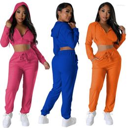 Women's Two Piece Pants Velvet Five Thread Jacquard Tracksuits Solid Set Women Zipper Long Sleeve Hooded Sweatshirts Crop Tops And Suits