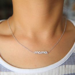 mother day gift cz mama necklace 100% 925 sterling silver 3 Colours delicate pave cz mama charm silver Jewellery for mom2743