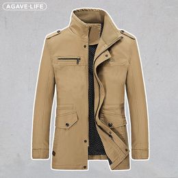 Men's Jackets High-quality Mens Jacket Military Men Outdoor Cotton Washed Casual Slim Coat Spring And Autumn Trench Outerwear