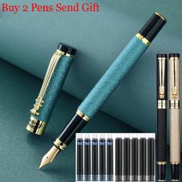 Fountain Pens Fashion Design Brand Dragon Head Crystal Metal Ink Pen Office Business Men Writing Buy 2 Send Gift 231011