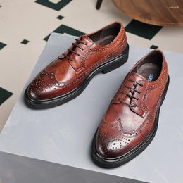 Dress Shoes Men Lace Carving Business Leather Making Handmade High-grade Work Wear Oxford Style Wedding