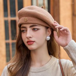 Berets USPOP Vintage Wool Beret Autumn Winter Women's Painter Hat Retro Plaid Cap