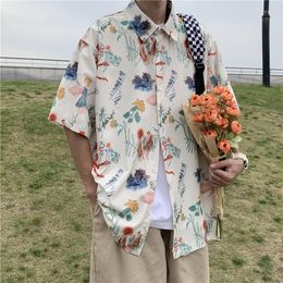 Men's Casual Shirts Fashion Hawaiian Style Printed Short-sleeved Shirt Summer Beach Loose Handsome Jackets Men Tops Male Clothes