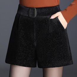 Women's Shorts Women 2023 Autumn Winter Vintage Fashion Female High Waist Wide Leg Ladies Corduroy Casual Loose Z752