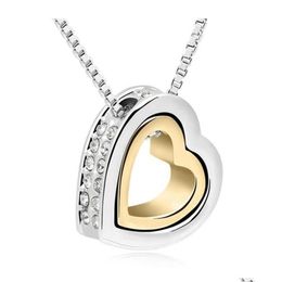 Pendant Necklaces Pendant Necklaces Heart Necklace Women Sier 18K Gold Plated Designer Jewellery Crystal Pendants Jewellery Valentine039 Dhysr