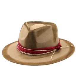 Vintage Wool Fedora Hat with Wide Brim for Women and Men - Australia Inspired Jazz Felt newhattan bucket hat for Winter - Style 231010