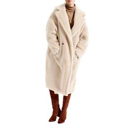 Elegant Long Woollen Coat down coats wholesale woman Winter Cashmere Wool Teddy Coat Women s plus size parka jacket Fur Collar 14W3JI